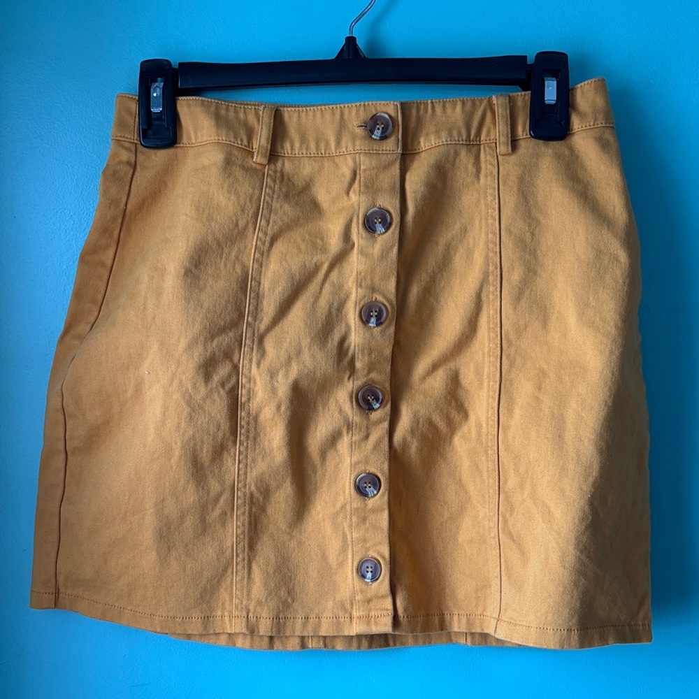 Forever 21 Mustard Button-Down Mini Skirt